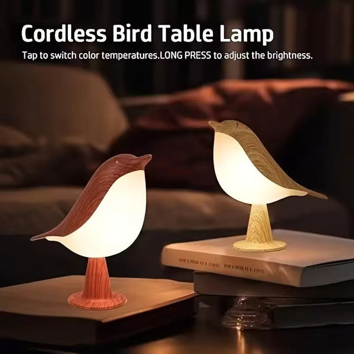 Fuglelampe til indretning. Genopladelig, trådløs med justerbar LED-lysstyrke for optimal hygge.