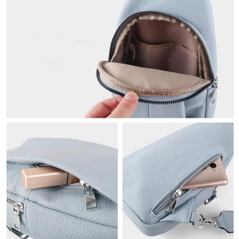 Praktisk geometrisk crossbody taske i ægte læder, sort mode accessorie til damer.
