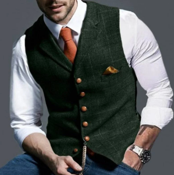 "Elegant gilet til mænd, stilfuldt design med subtile detaljer, perfekt over skjorte, ideel til hverdag og formelle lejlighed