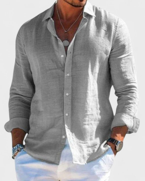 Elegant hørskjorte til mænd, perfekt til sommer og fest. Let, åndbar herreskjorte for klassisk stil.