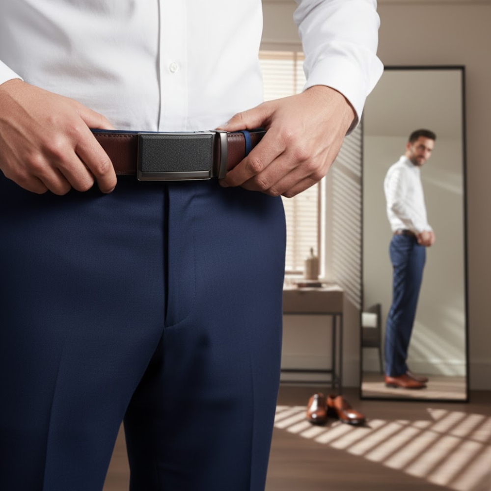 Herrebælte med smart automatisk spænde for nem og præcis justering. Komfortabelt og stilrent.
