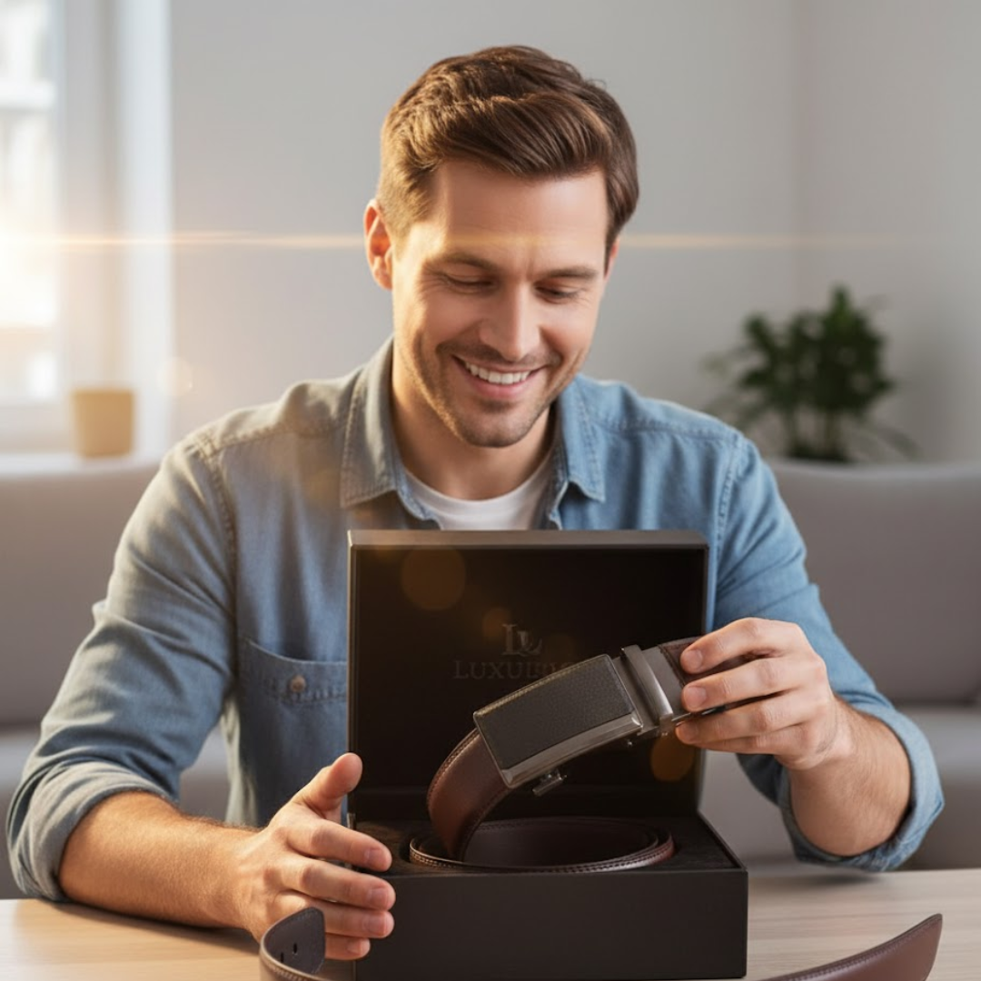 Alsidigt herrebælte med automatisk spænde, passer til både formel og afslappet stil. Et must-have tilbehør.
