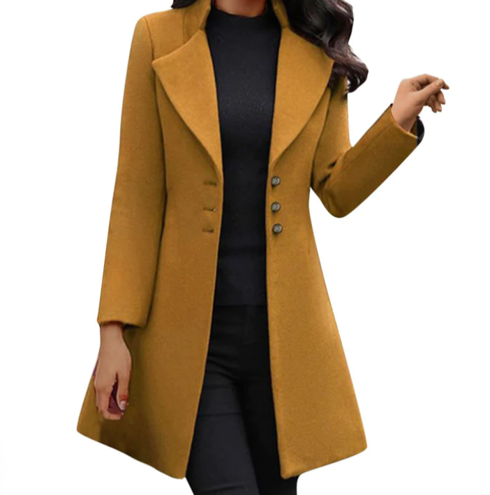 Stilfuld ItalWool damefrakke, en lang, varm vinterfrakke. Elegant overtøj for moderne kvindemode og luksuriøs komfort.