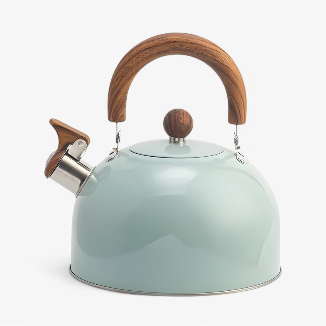 "Elegant køkkenkedel i hvid med moderne design og ergonomisk håndtag, passer perfekt til ethvert køkken."