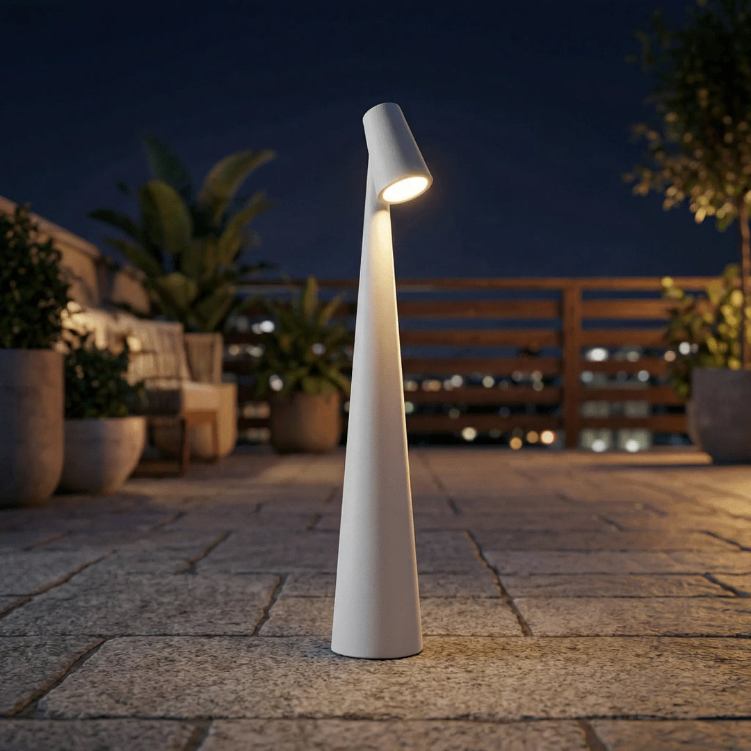 Elegant kordeløs bordlampe, dæmpbar LED for hyggelig stemningsbelysning inde og ude.