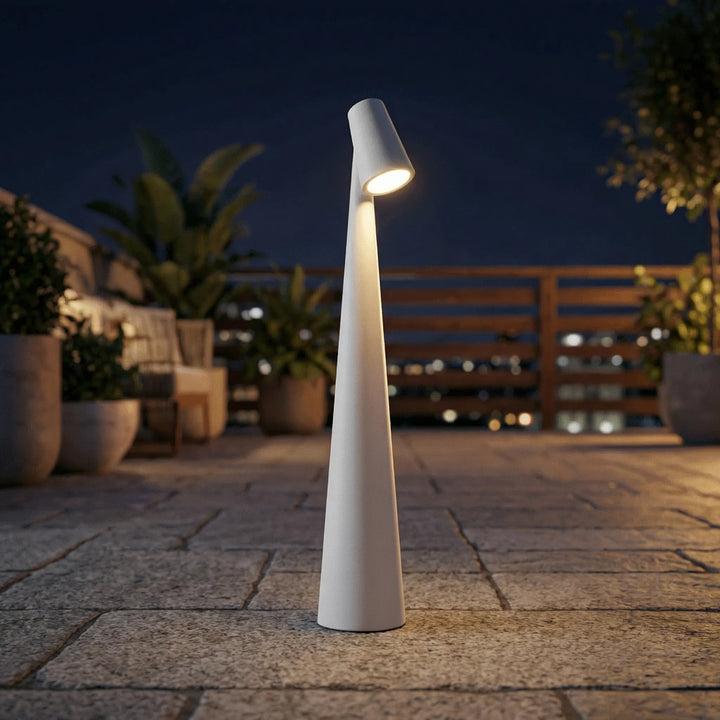 Elegant kordeløs bordlampe, dæmpbar LED for hyggelig stemningsbelysning inde og ude.