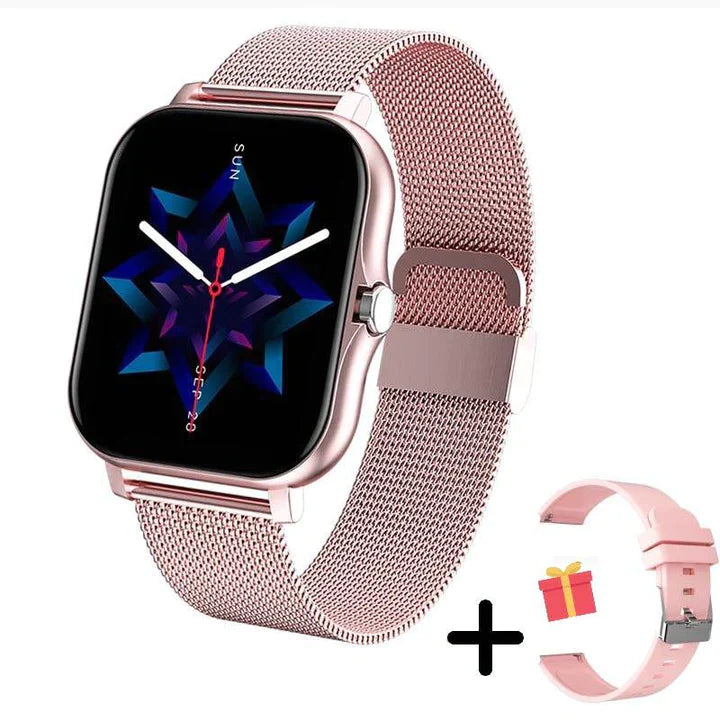 Elegant smartwatch for kvinder, kombinerer stil med omfattende sundhedssporing og smartnotifikationer fra telefonen.