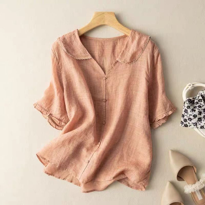 Komfortabel feminin bluse til kvinder i vintage stil, perfekt til alsidig brug og en elegant hverdag.