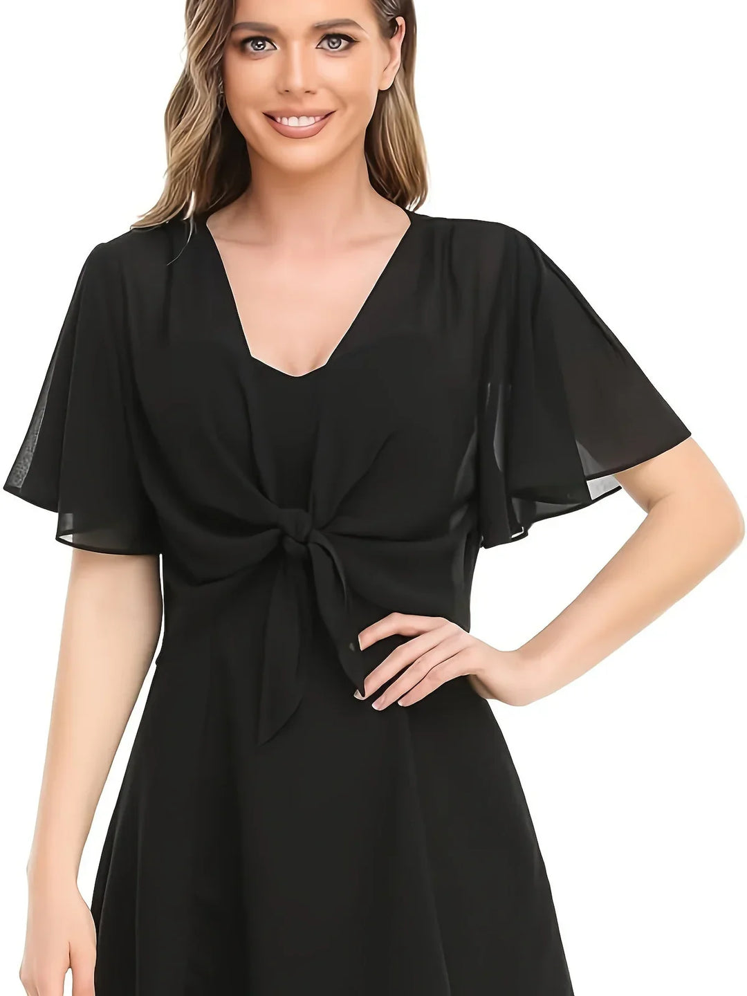 Elegant kvindeomsalgsbluse 'Thilde' i stilfuldt design med V-hals, perfekt til både hverdag og fest.