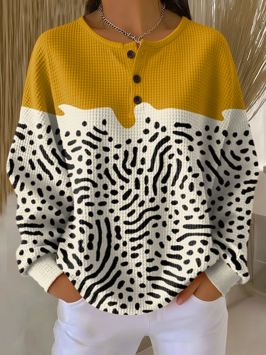 Elegant kvinders varm vaffelstrik sweater. Blød, åndbar og komfortabel til efterår og vinter.