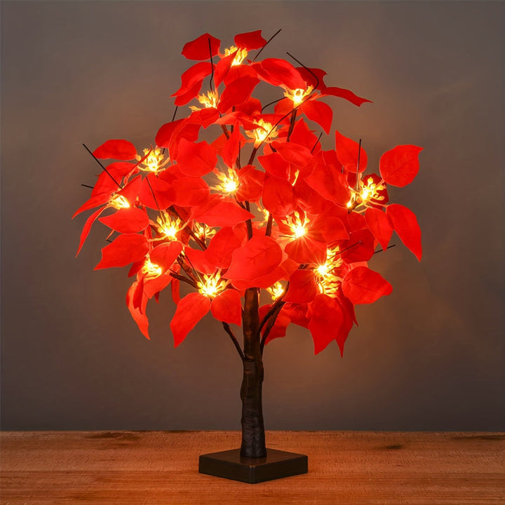Elegant LED-trælampe med USB-port, perfekt som stemningslys og dekorativt element.