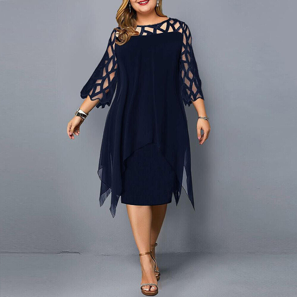 Komfortabel plus size damekjole. Stilfuld lang kjole til enhver anledning. Elegant hverdagskjole.