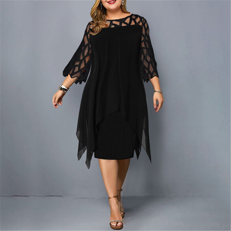 Stilfuld plus size hverdagskjole. Komfortabel maxikjole til damer. Elegant og lang.