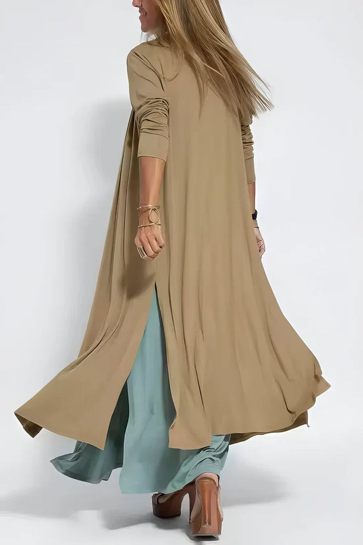 Smuk plus size lang kjole med V-udskæring, velegnet til festlige lejligheder eller hverdag.