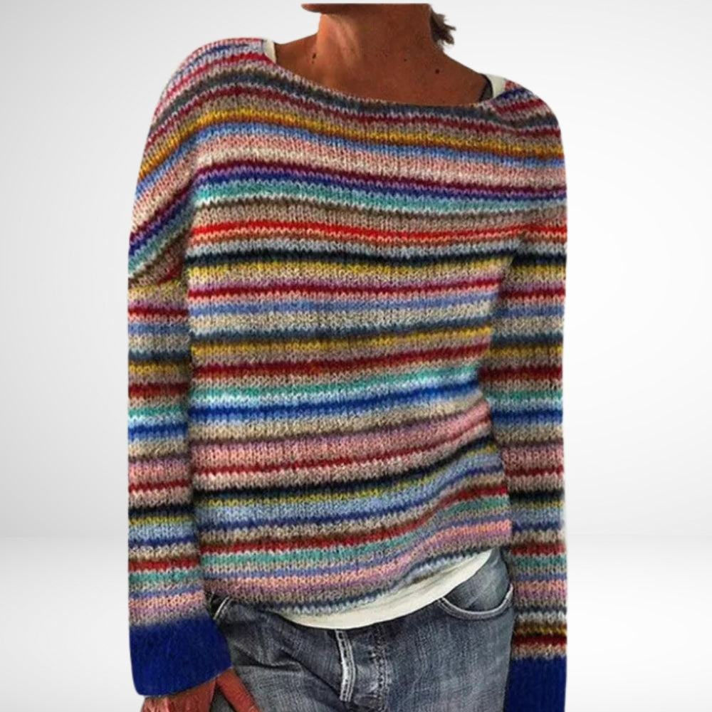 Elegant retro vinter sweater til kvinder. Varm og hyggelig damestrik, perfekt overdel for komfort og stil.