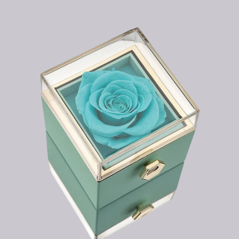Kvinders hjertehalskæde fra roseæske båret elegant omkring halsen, perfekt Mors Dag smykke.