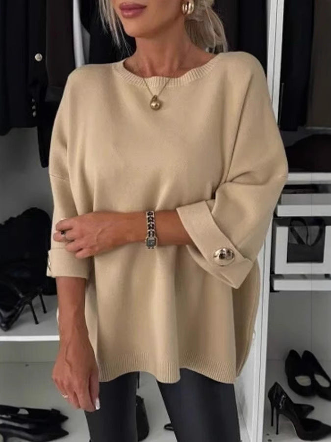 Elegant allround strikbluse til kvinder. Lange ærmer og løs pasform, ideel til enhver lejlighed og behagelig hverdag.