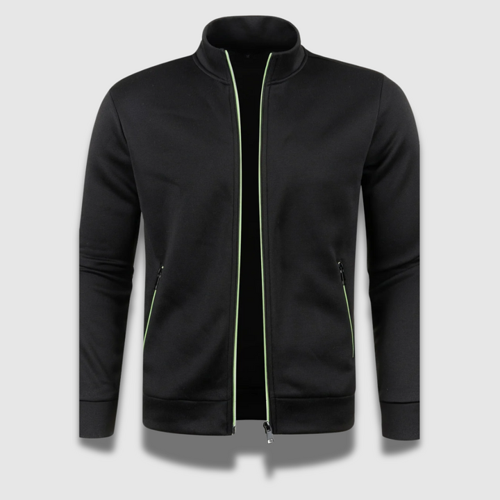 Elegant strikket herrecardigan i sort. Komfortabelt design med glat lukning, ideel til både formelle og afslappede lejlighede