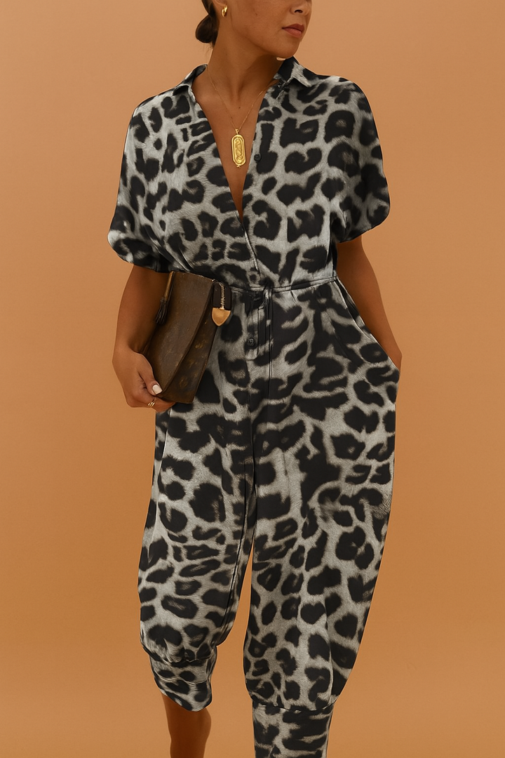 Elegant todelt damesæt med jumpsuit-look til kvinder. Perfekt til hverdag og fest i stilfuld sort.
