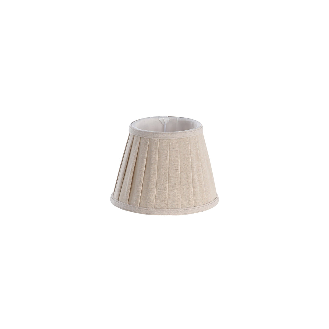 "Elegant trapez lampeskærm i hør, tidløst design, passer til forskellige lamper, optimal lysfordeling, tekstilmateriale."