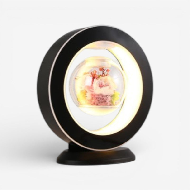 Elegant USB bordlampe med unik flydende blomst. Perfekt til moderne boligindretning og stemningslys.