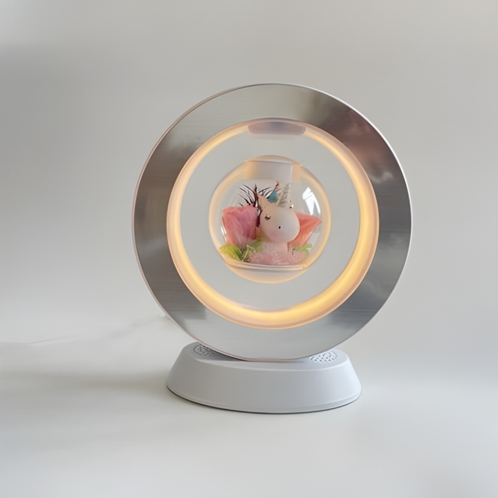 Innovativ USB bordlampe med flydende blomst. Smart boligbelysning med dekorativ touch kontrol.
