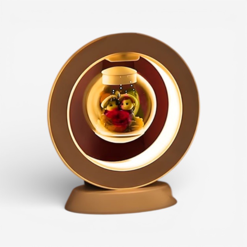 Moderne ABS bordlampe med flydende blomst. Elegant USB lampe til stilren indretning.