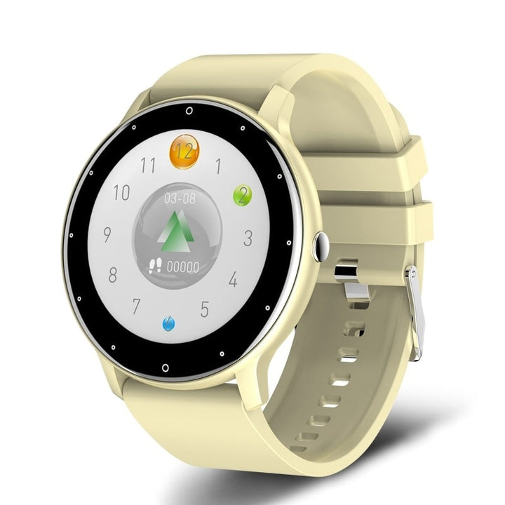 "Elegant vandtæt smartwatch, IP67-certificeret, med sort silikonebånd, sundhedsovervågning og 1,28-tommers skærm."