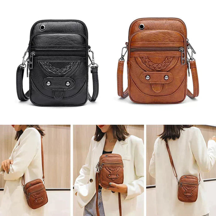 Moderigtig vintage crossbody-taske i PU læder. En elegant dametaske til enhver kvinde.