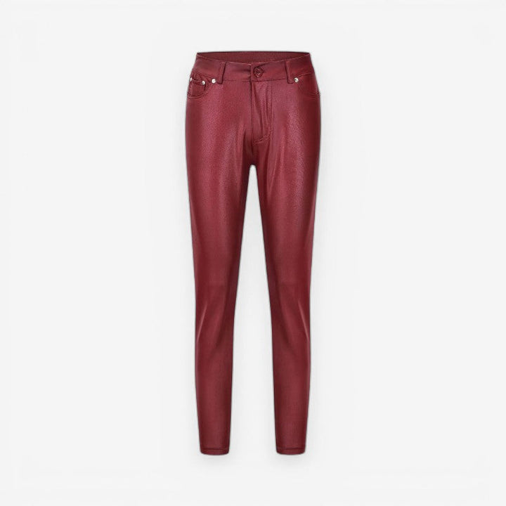Elegante højtaljede damebukser med knaplukning og praktiske lommer. Ideel til kvinder, der søger formel og casual mode.