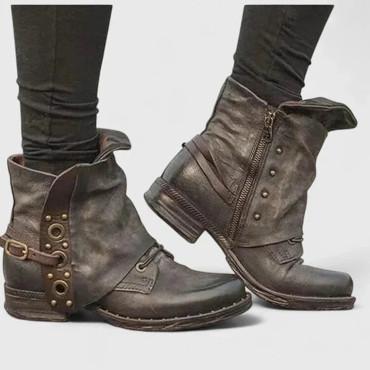 Elegante ortopædiske damesko i grå med svangstøtte for komfort. Perfekte til stilfuld hverdagsbrug.