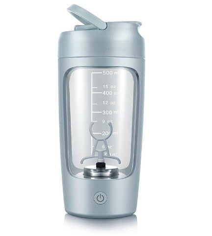 Elektrisk proteinshaker 500 ml, sort, med kraftig motor til klumpfri shakes. Genopladelig og BPA-fri for træning.
