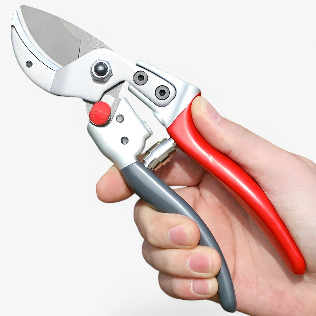 "Ergonomisk beskæresaks med skarpe, rustfrie knive og skridsikre håndtag, ideel til præcis havepleje"