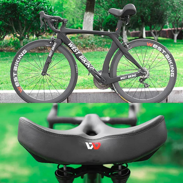 "Ergonomisk cykelsadel med ventilationskanal, stilfuldt design og ekstra komfort til lange cykelture."
