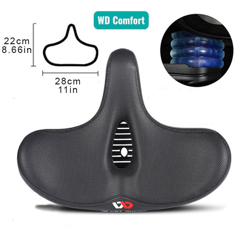 "Ergonomisk cykelsadel med ventilationskanal, stilfuldt design og ekstra komfort til lange cykelture."