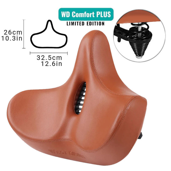 "Ergonomisk cykelsadel med ventilationskanal, stilfuldt design og ekstra komfort til lange cykelture."