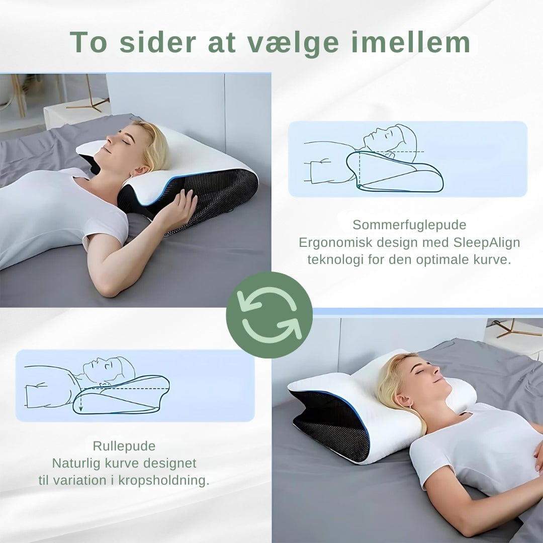 Ergonomisk ortopædisk pude i hvid-grå, memoryskum designet til nakkestøtte og maksimal sovekomfort i soveværelset.