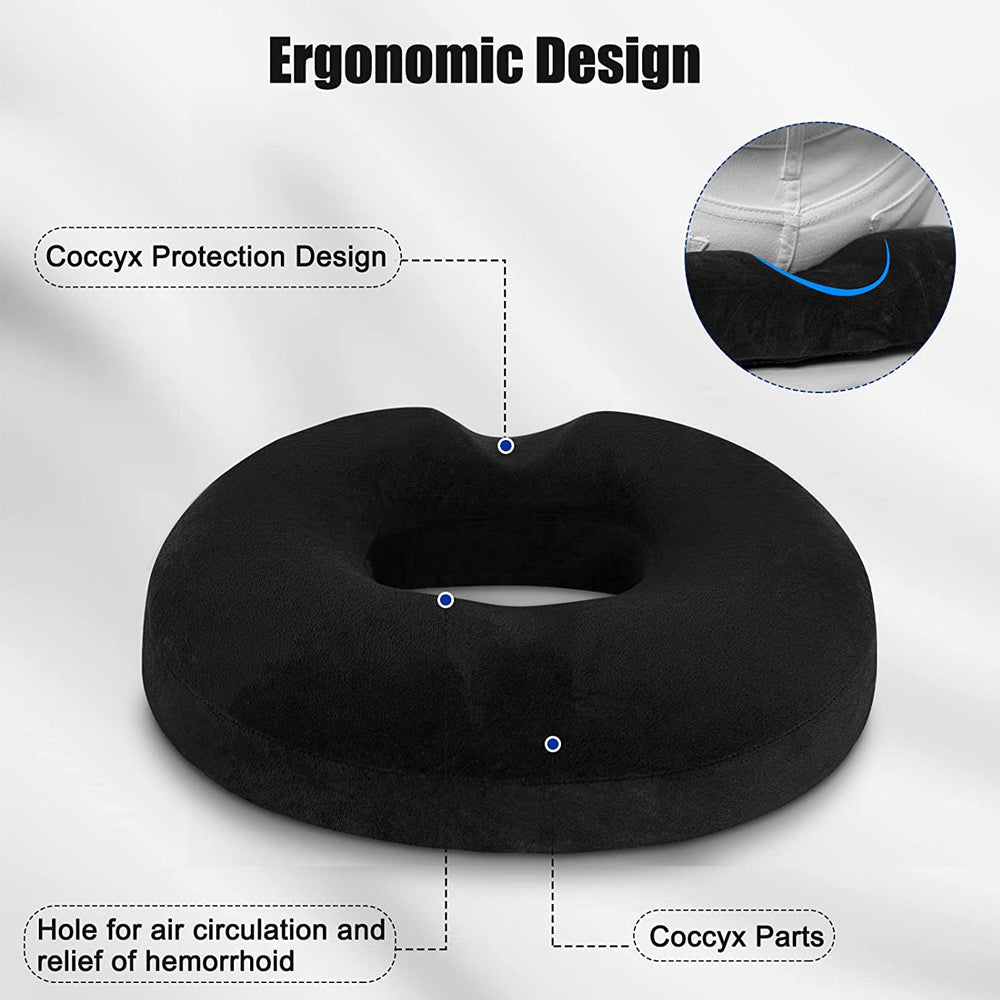 Smertefri komfort med ergonomisk siddepude. Hukommelsesskum puden giver rygstøtte til kontorstol og haleben.