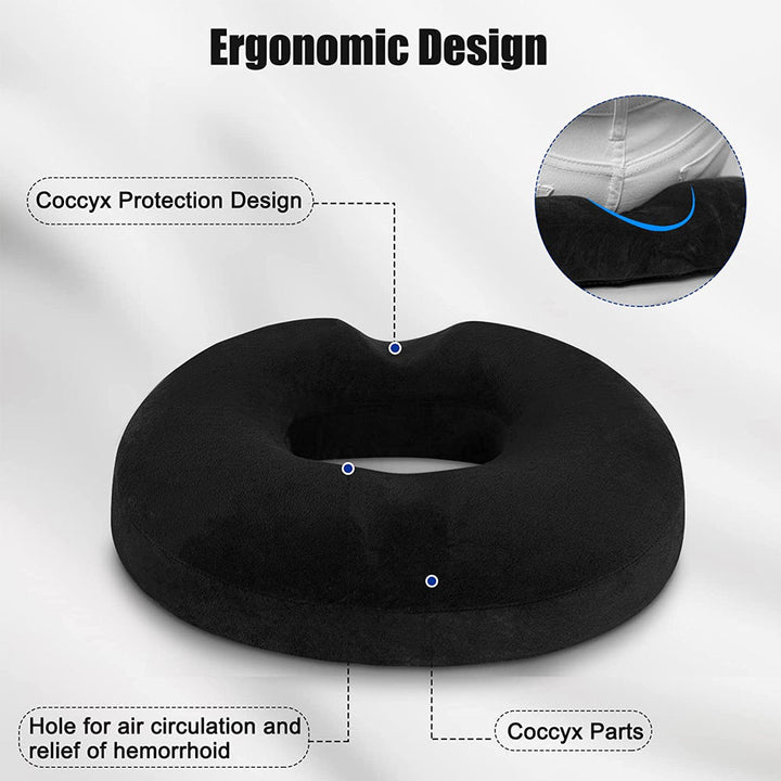 Smertefri komfort med ergonomisk siddepude. Hukommelsesskum puden giver rygstøtte til kontorstol og haleben.