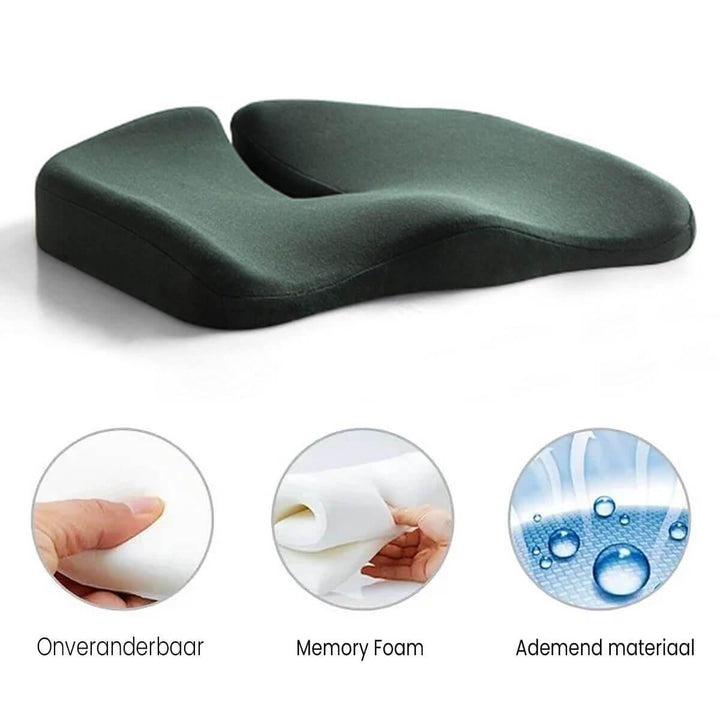 VezaSeat siddekude for maksimal trykaflastning. Glem rygsmerter med denne ergonomiske memoryskum pude.