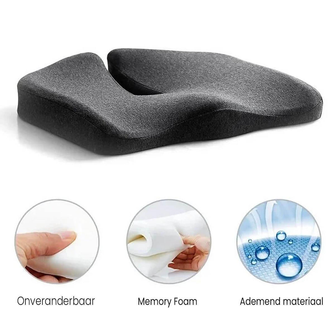 VezaSeat ergonomisk siddekude til kontorstol. Reducer rygsmerter og øg komforten på arbejdet med memoryskum.