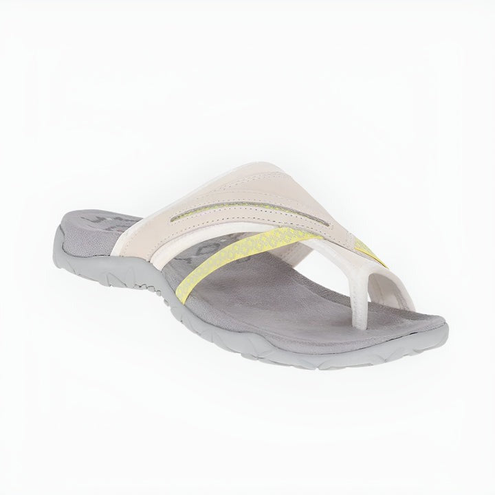 "Ergonomiske ortopædiske damesandaler med justerbare stropper og memory foam, moderne og komfortabelt design i sort."
