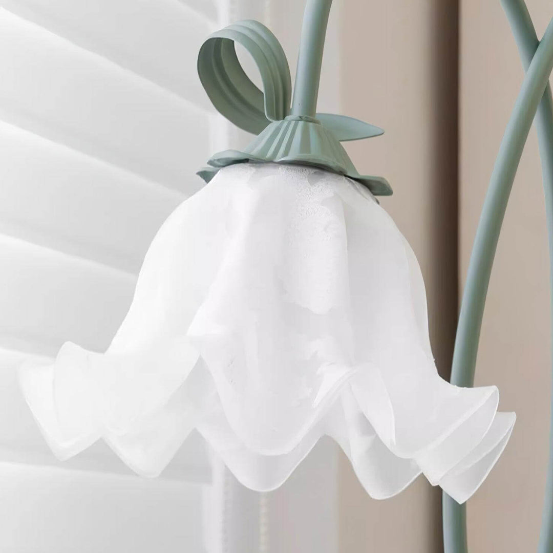 Elegant Blomster Gulvlampe i Mat Grøn