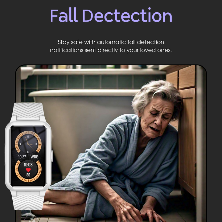 Seniorur med SOS-alarm og indbygget mobilur. 4G GPS-smartwatch for ældresikkerhed.