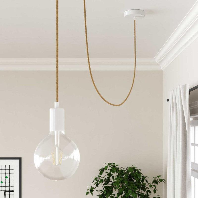 "Farverig jute-stofledning, fleksibel 1 meter, glat tekstur, perfekt til hyggebelysning, diameter 6,6 mm, indretning"