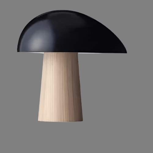 Moderne Svampelampe i Træ & Metal - 28cm