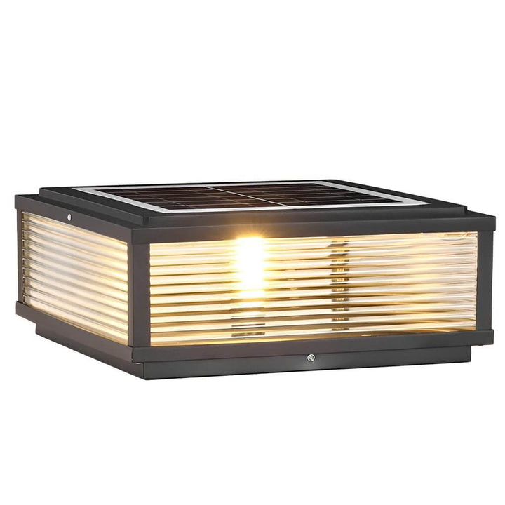 Udendørs LED Søjlelampe i Riflet Glas