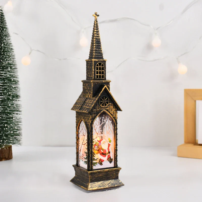 Festlig 20 cm LED julelanterne med hyggeligt lys. Perfekt indendørs julepynt og borddekoration.