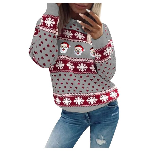 Blød juletrøje for damer med rund hals. Giver et festligt og varmt look til vinteren.