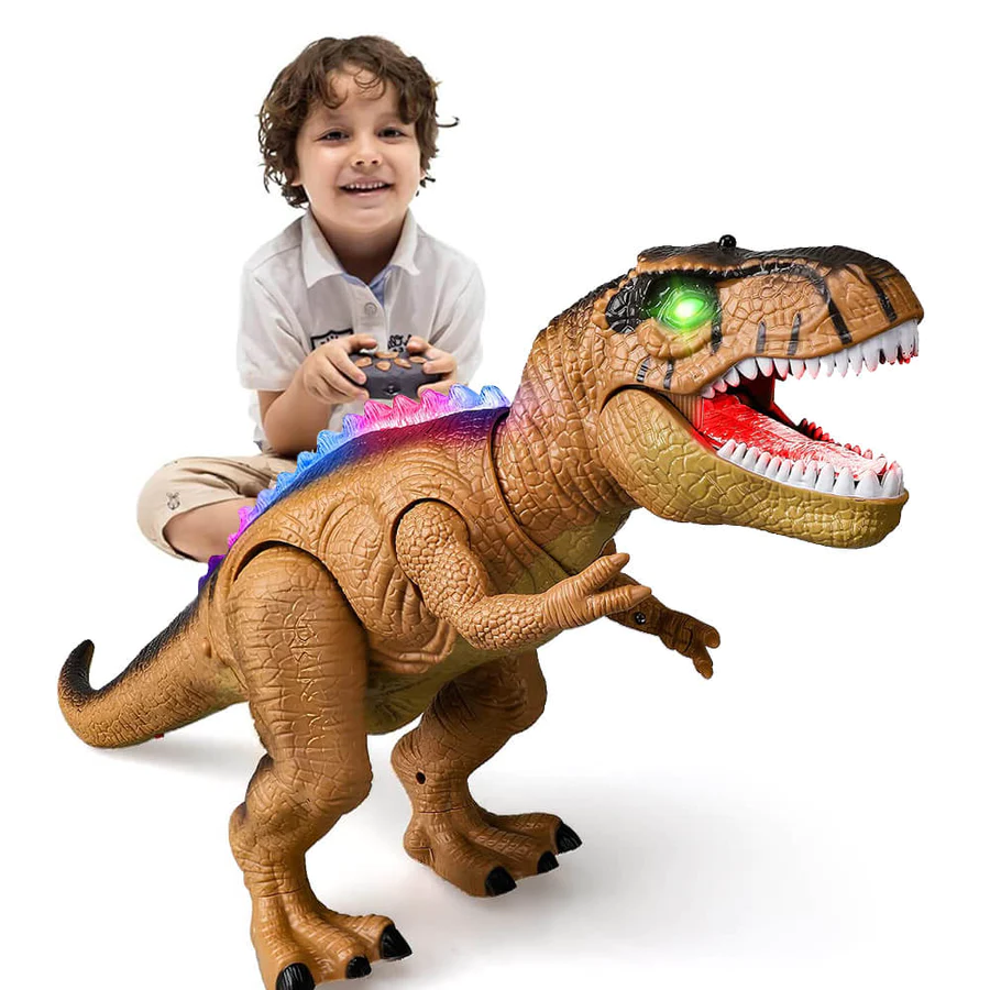 Fjernbetjent dinosaur legetøj til børn, T-Rex med realistisk gang, lyd og LED lys.